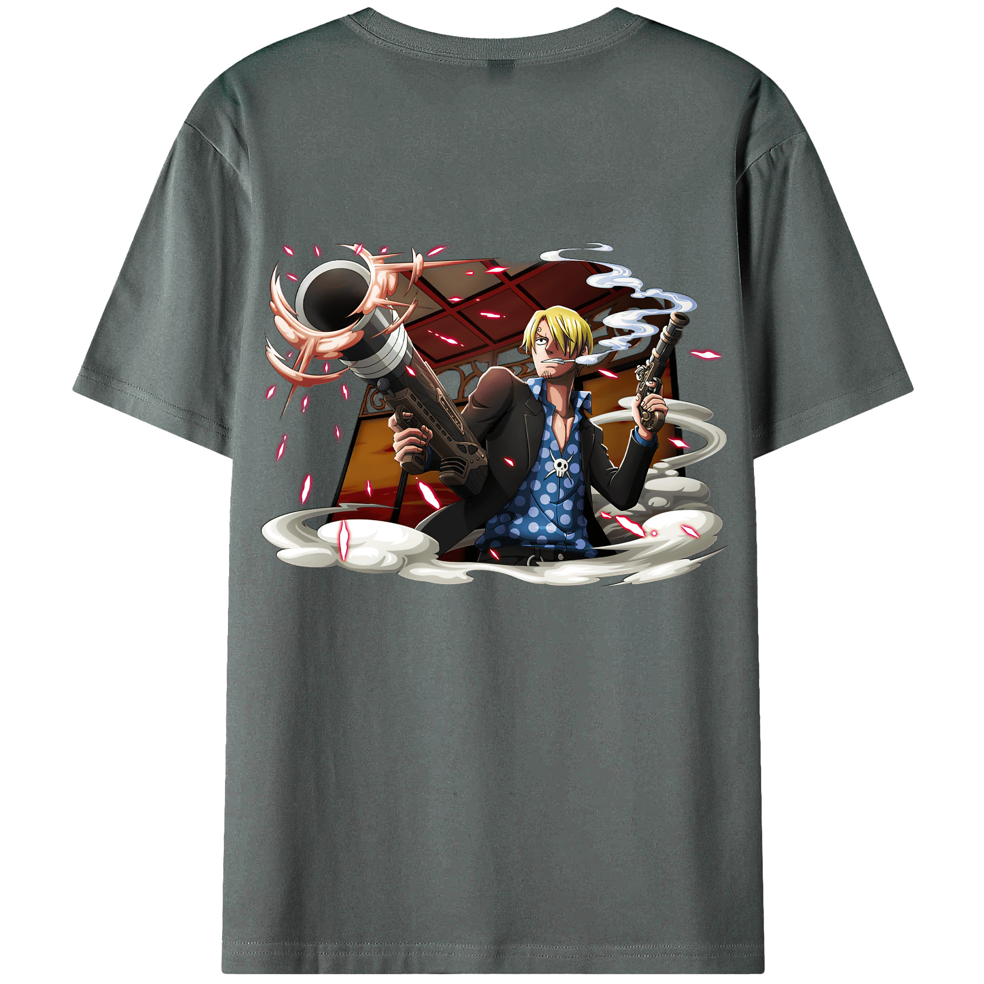 （画像用） ワンピース サンジ ONE PIECE Sanji 綿100％ メンズ半袖Tシャツ（バックプリント） 通気性